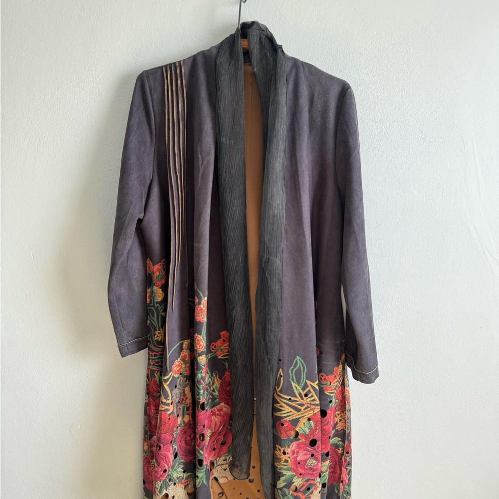 Adore Long Sleeve Suede Jacket Women’s Size L  Attached Scarf